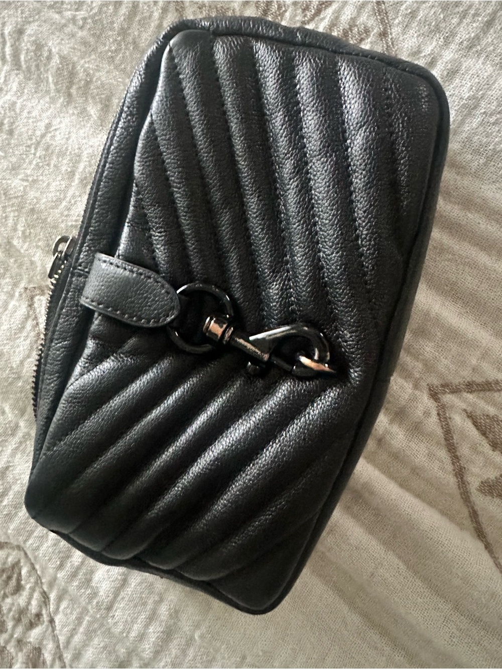 Rebecca Minkoff Black Quilted Crossbody Camera Bag with Chain Strap